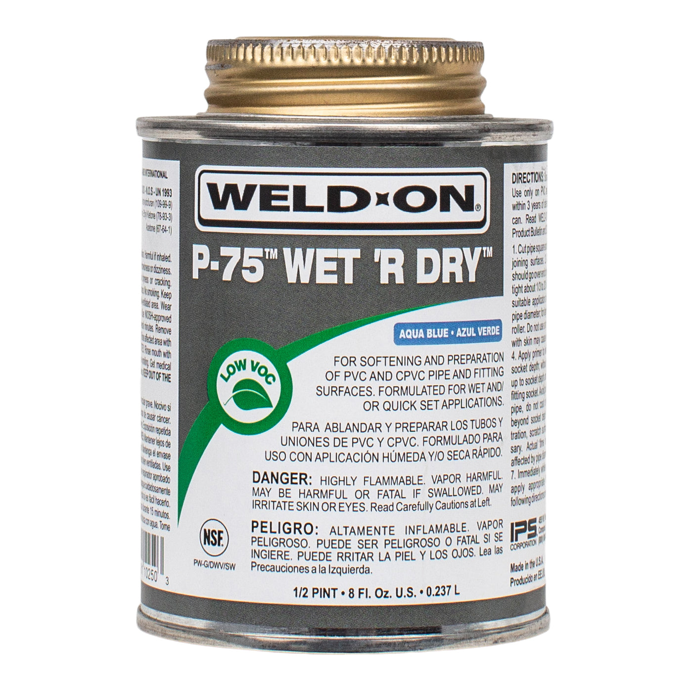 Weld-On PVC Primer P-75 Wet R Dry Industrial Strength Sealant for Pool Plumbing Connections
