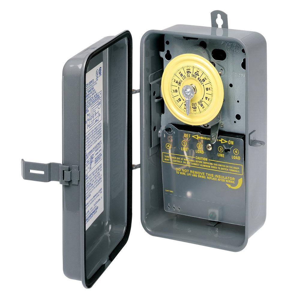 24 Hour Mechanical Time Switch SPST 120V Gray Metal
