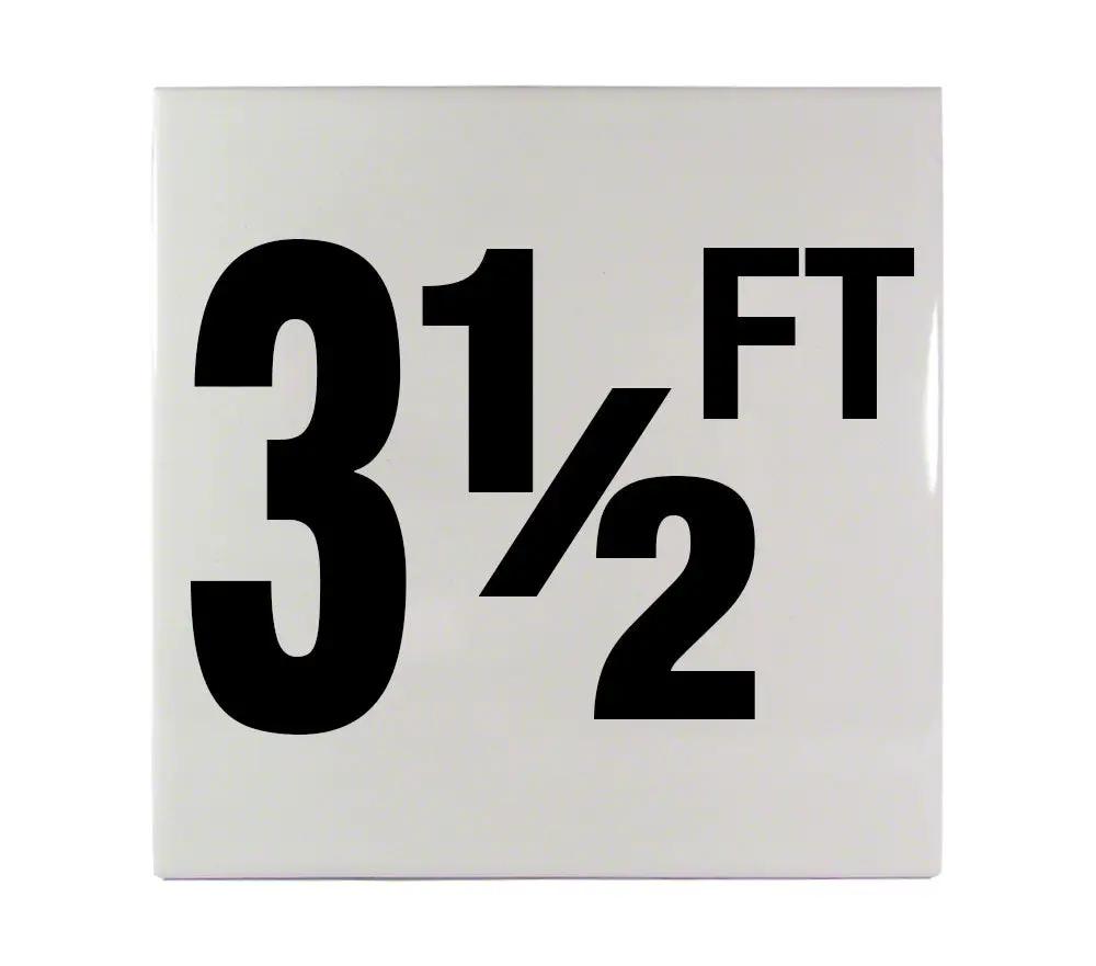 3 1/2 FT Ceramic Smooth Tile Depth Marker 6 Inch x 6 Inch with 4 Inch Lettering by Inlays