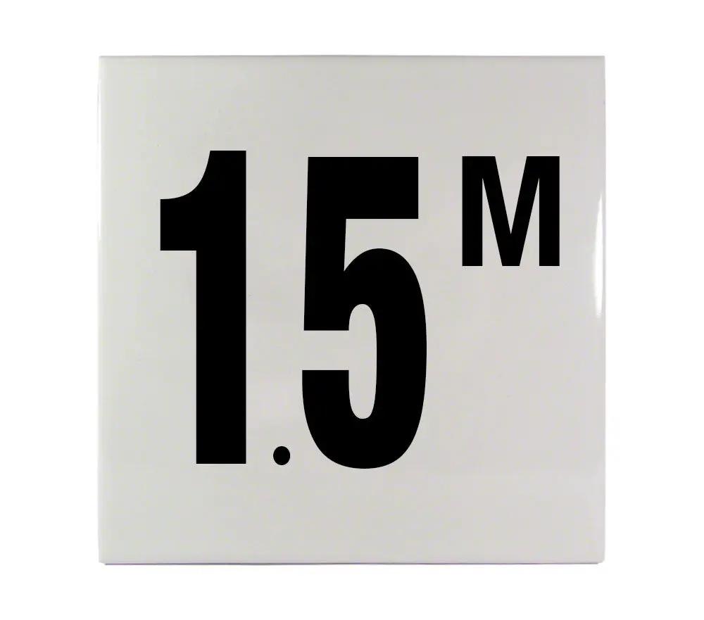 1.5 M Ceramic Smooth Tile Depth Marker 6 Inch x 6 Inch with 4 Inch Lettering by Inlays