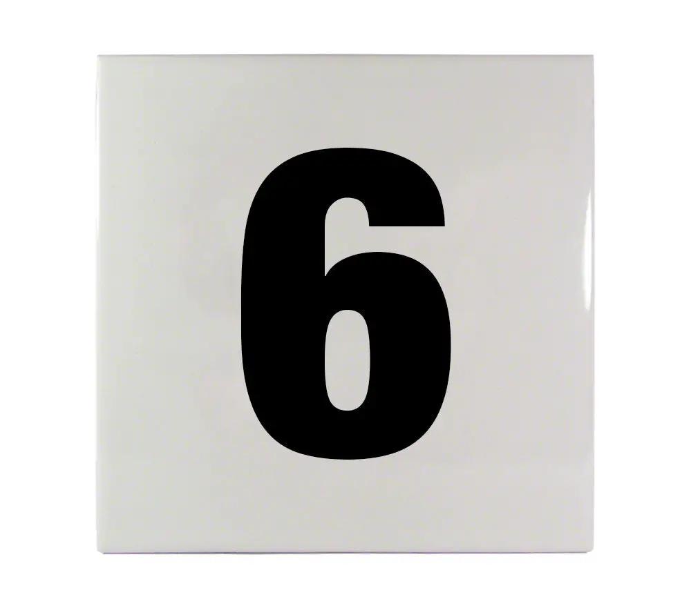 6 Ceramic Smooth Tile Depth Marker 6 Inch x 6 Inch with 4 Inch Lettering by Inlays