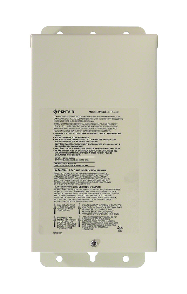 Pentair 12 To 14 Volt 300W Pool And Spa Light Transformer