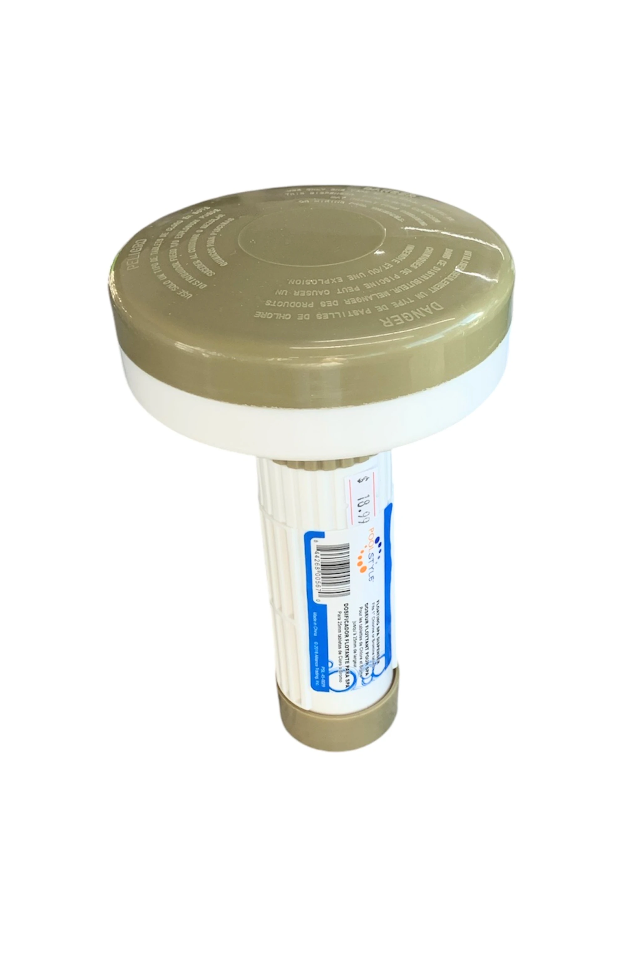 Deluxe Series Beige/White Float Dispenser for 1" Tablet by Poolstyle