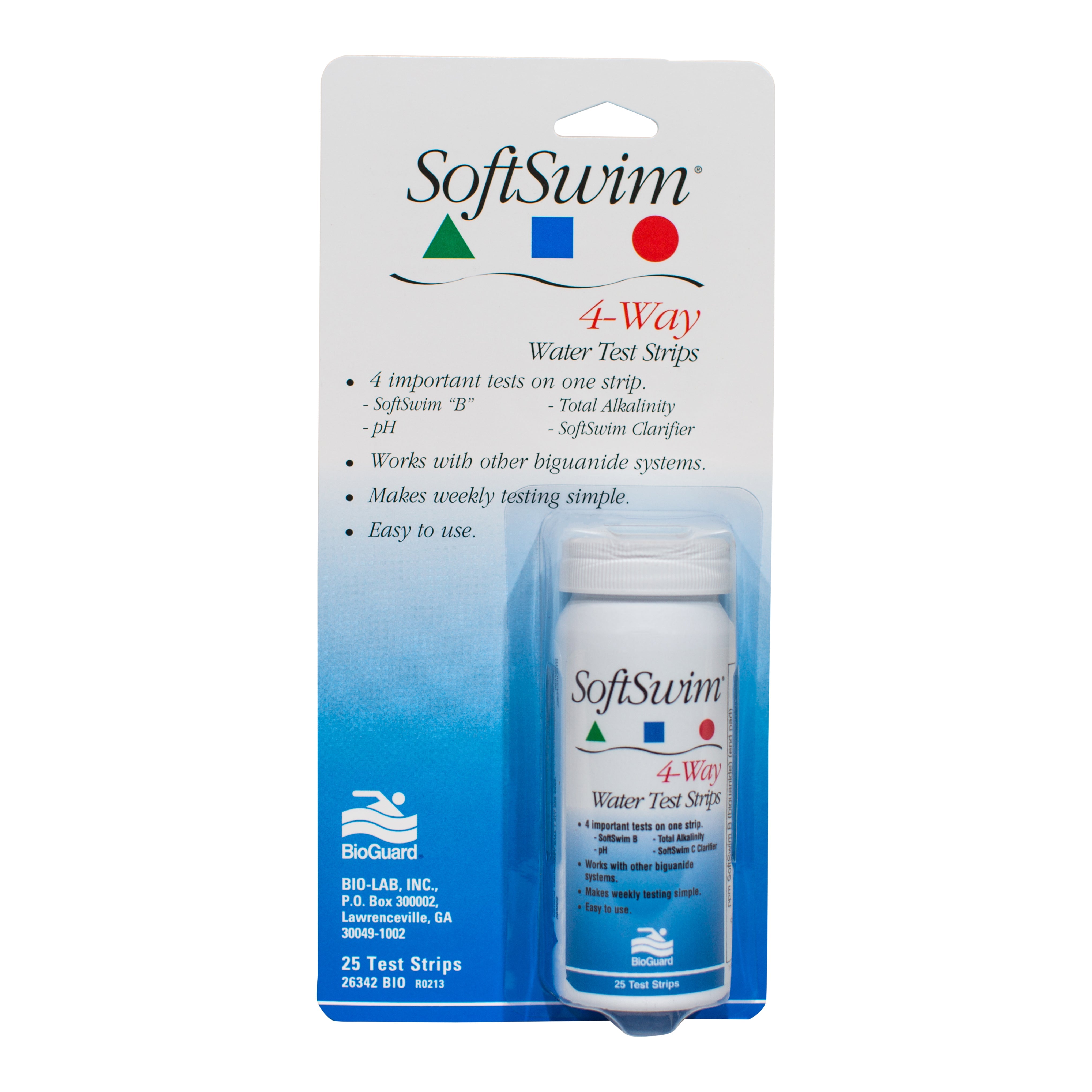 BioGuard SoftSwim 4-Way Water Test Strips for Accurate Pool Chemical Testing