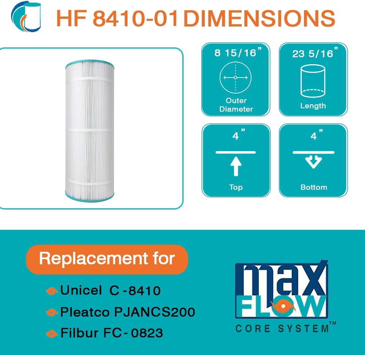 HF8410-01 Platinum Purple Pool Filter Cartridge - Replacement for Pleatco PJANCS100, Unicel C-8410, Filbur FC-0821, Jandy Industries CS 100
