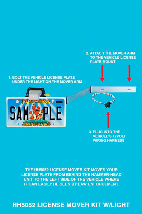 HammerHead License Plate Mover With Light For Trucks