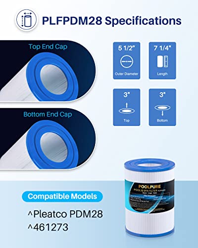 POOLPURE PDM28 Spa Filter Replaces Aquarest Dream Maker 461273 Hot Tub Filter, 1 Pack|B08PZBX5XK
