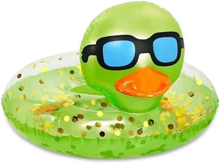 POZA Inflatable Duck Pool Float Tube- Heavy Duty Vinyl UV Resistant Confetti Pool Duck Floatie, Animal Pool Float Swim Ring Pool Inflatables for Kids and Adults for Beach, Party, Vacation by POZA