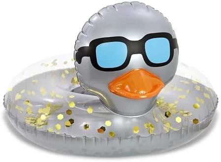 POZA Inflatable Duck Pool Float Tube- Heavy Duty Vinyl UV Resistant Confetti Pool Duck Floatie, Animal Pool Float Swim Ring Pool Inflatables for Kids and Adults for Beach, Party, Vacation by POZA