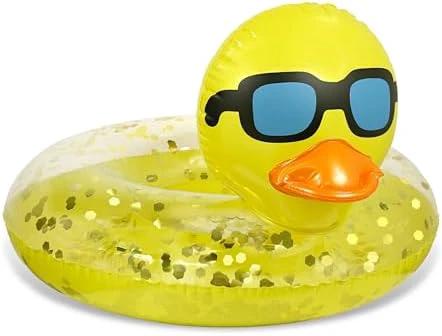 POZA Inflatable Duck Pool Float Tube- Heavy Duty Vinyl UV Resistant Confetti Pool Duck Floatie, Animal Pool Float Swim Ring Pool Inflatables for Kids and Adults for Beach, Party, Vacation by POZA