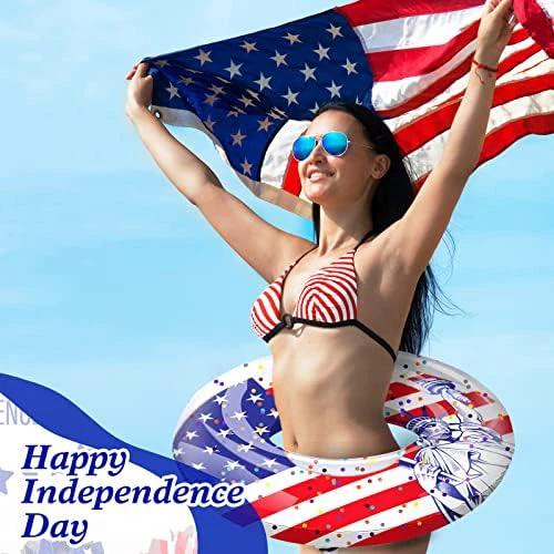 Wettarn 4 Pcs 4th of July Pool Float USA Patriotic Swim Tube 36 Inch American Flag Inflatable Pool Floats Adult America Pool Tube Large Swimming Ring Float for Beach, Pool, Water Park by Wettarn
