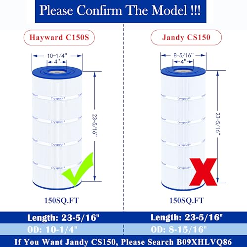Cryspool® C150S Filter Compatible with CX150XRE, SwimClear C150S, cs150e, C-9441, PA150S, 150 Sq. Ft Pool Filter Cartridge, 1 Pack|B09V25M5QC
