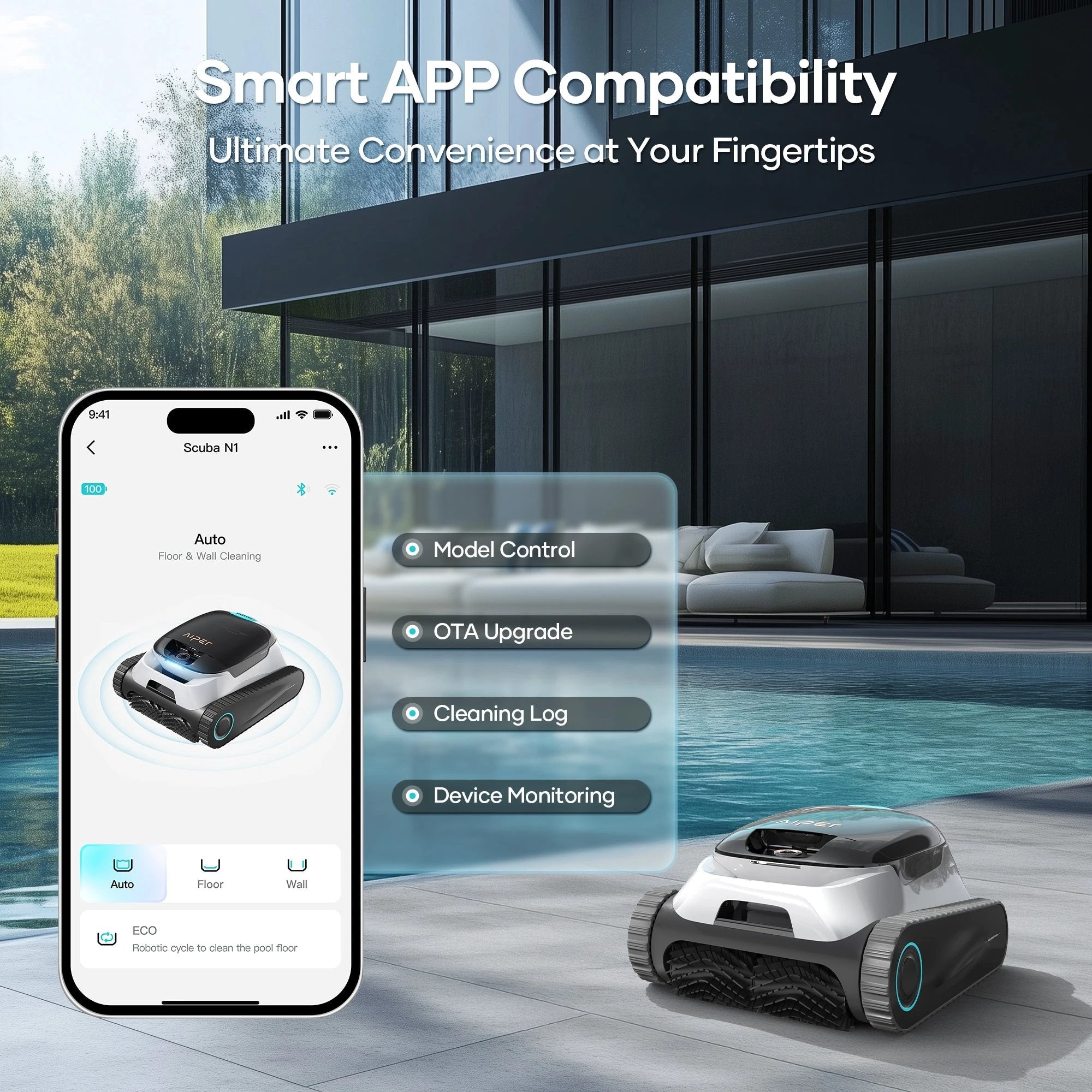 Aiper Scuba N1 Plus Cordless 6.1-in Robotic Pool Vacuum by Duckies Pool Supply