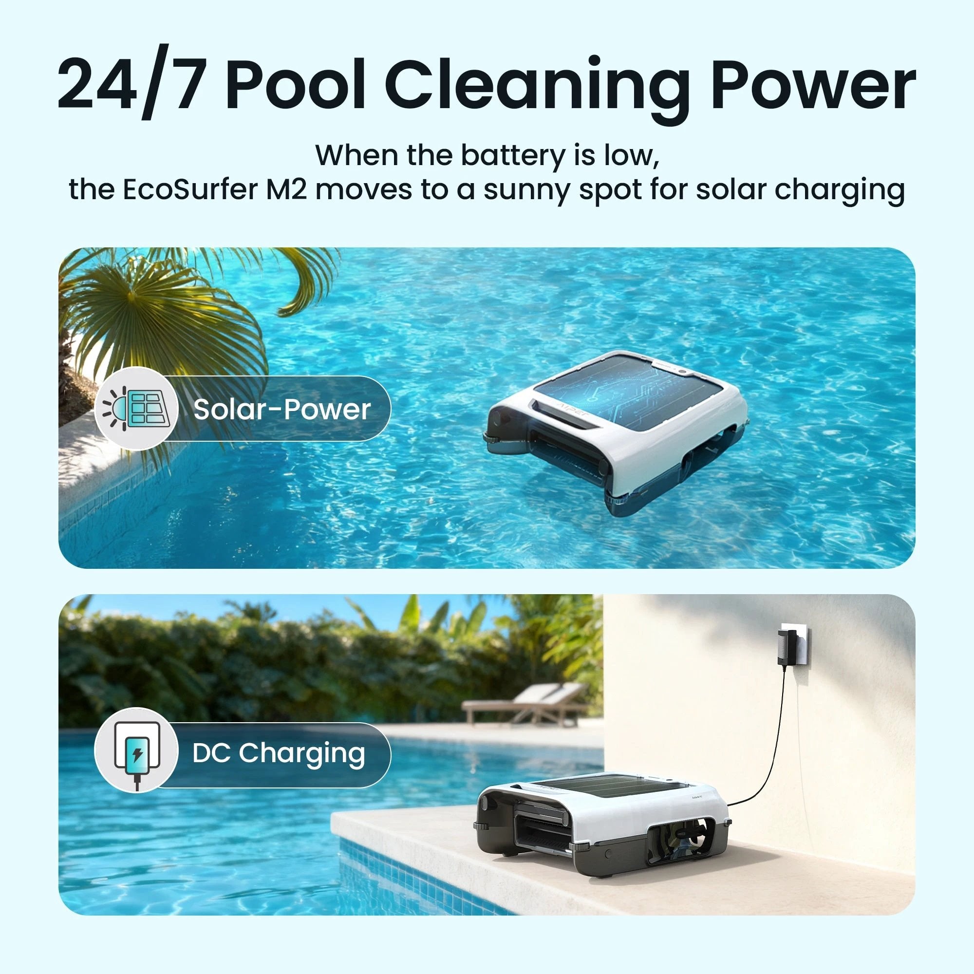 Aiper EcoSurfer M2 Cordless Skimmer 9-in Robotic Pool Vacuum by Duckies Pool Supply