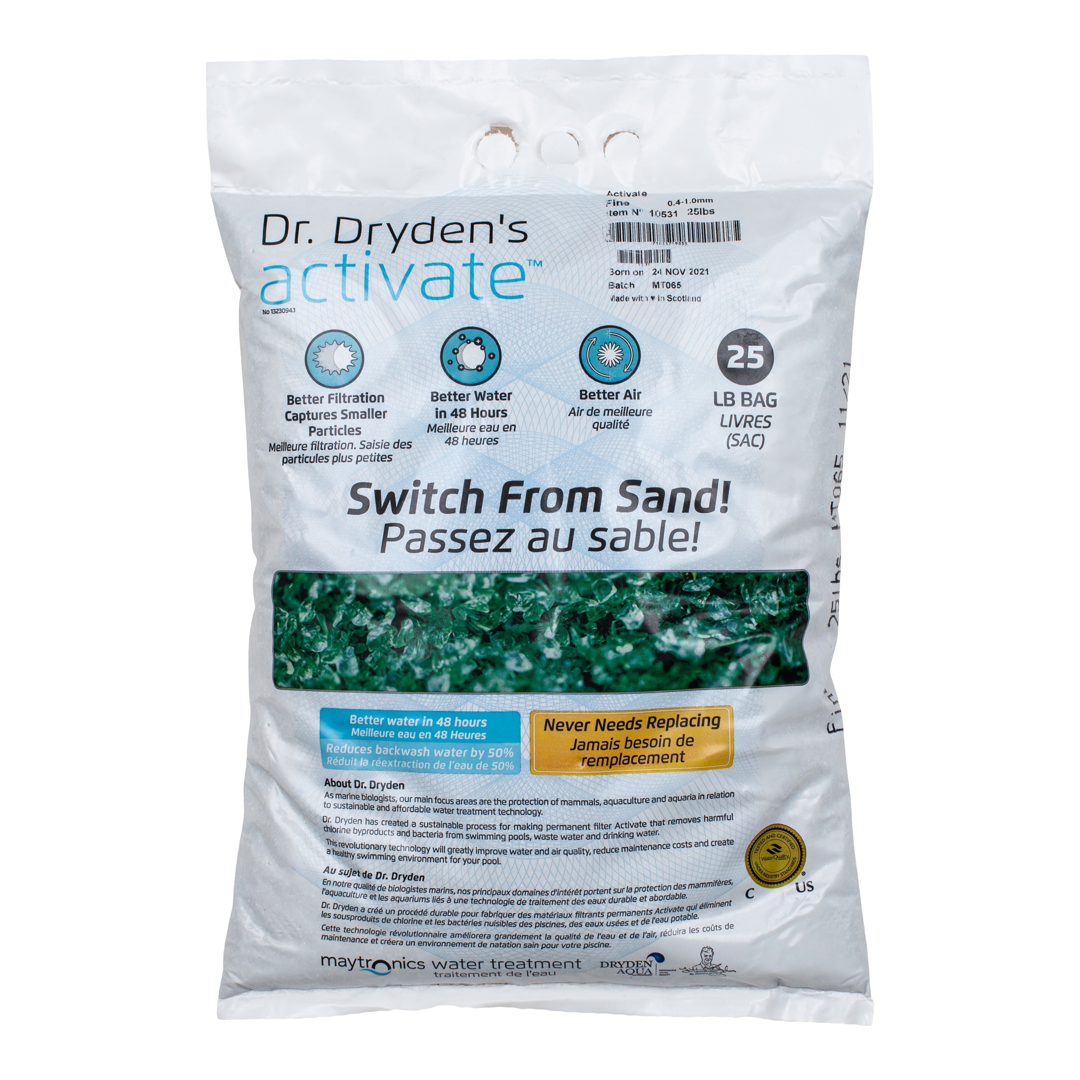 Maytronics Dr Dryden's Activate Premium Filter Sand Replacement for Superior Pool Filtration ( LOCAL DELIVERY ONLY )
