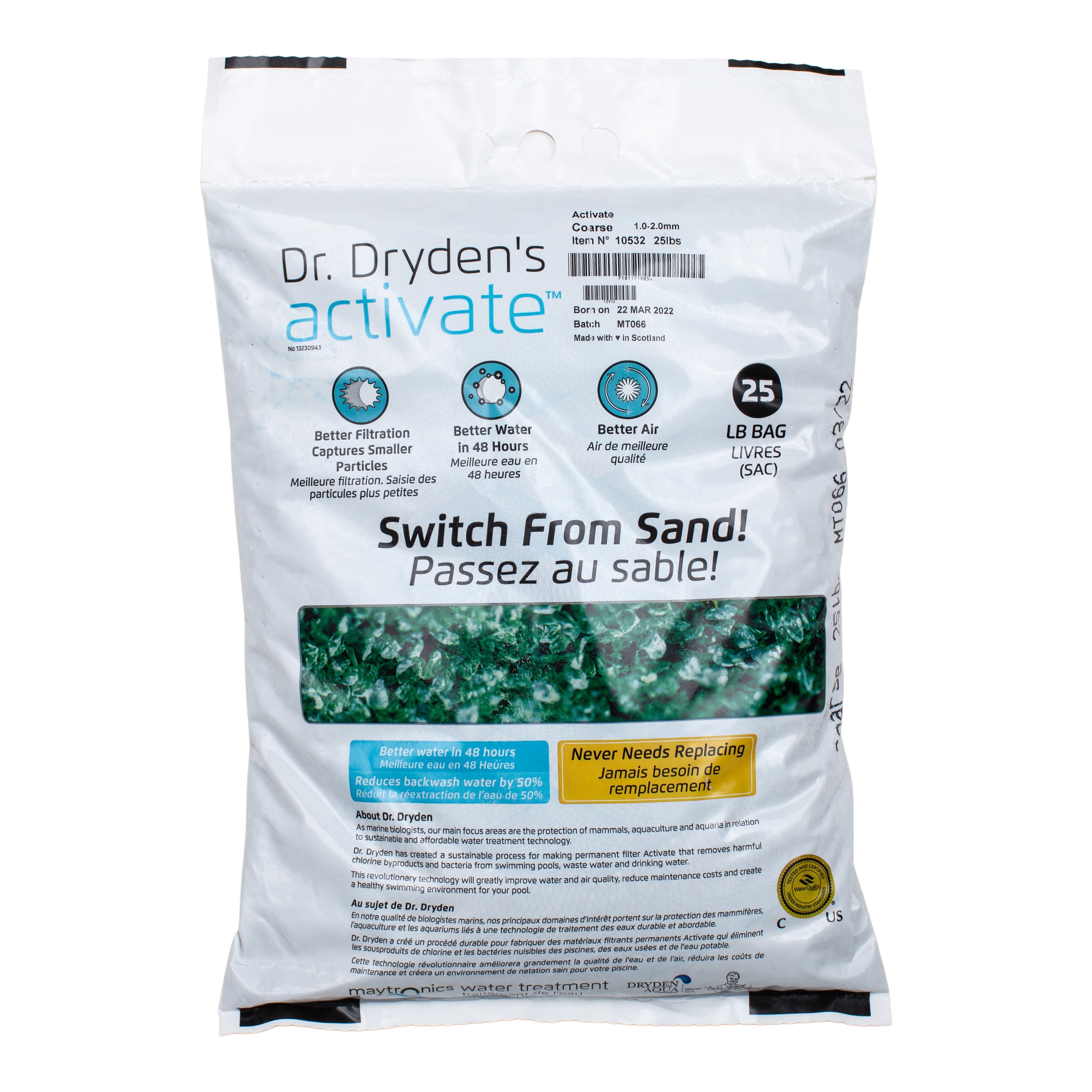 Maytronics Dr Dryden's Activate Premium Filter Sand Replacement for Superior Pool Filtration ( LOCAL DELIVERY ONLY )