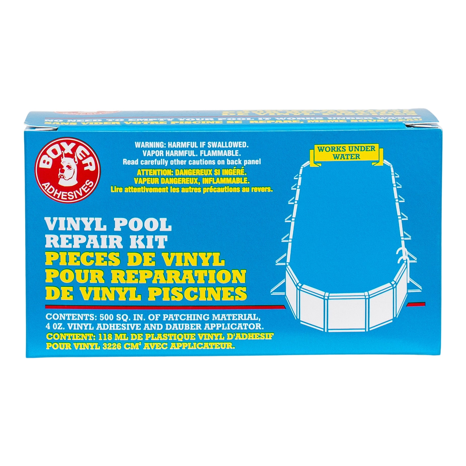 Boxer Adhesives 110 Vinyl Pool Repair Kit with 500 Square Inches of Patch Material and 4 Ounce Adhesive