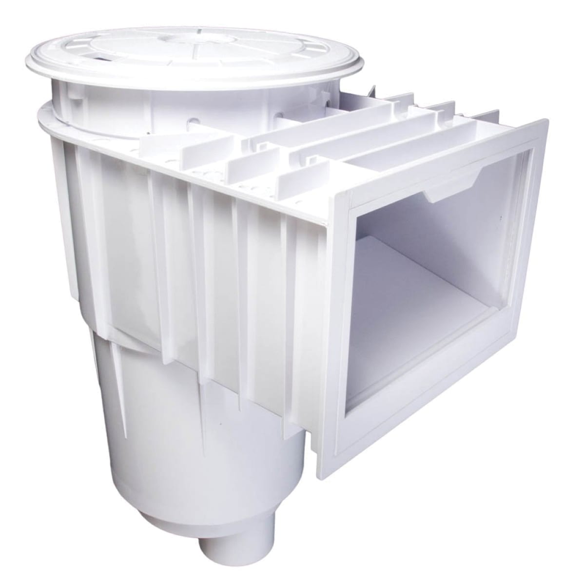 CMP Gunite Skimmer, Gray Body/ Gray Cover, ABS Body/ PVC Port with Round Cover, Dual Port, Standard Basket, 2" Socket x 2-1/2" Spigot |25140-011-100 by CMP