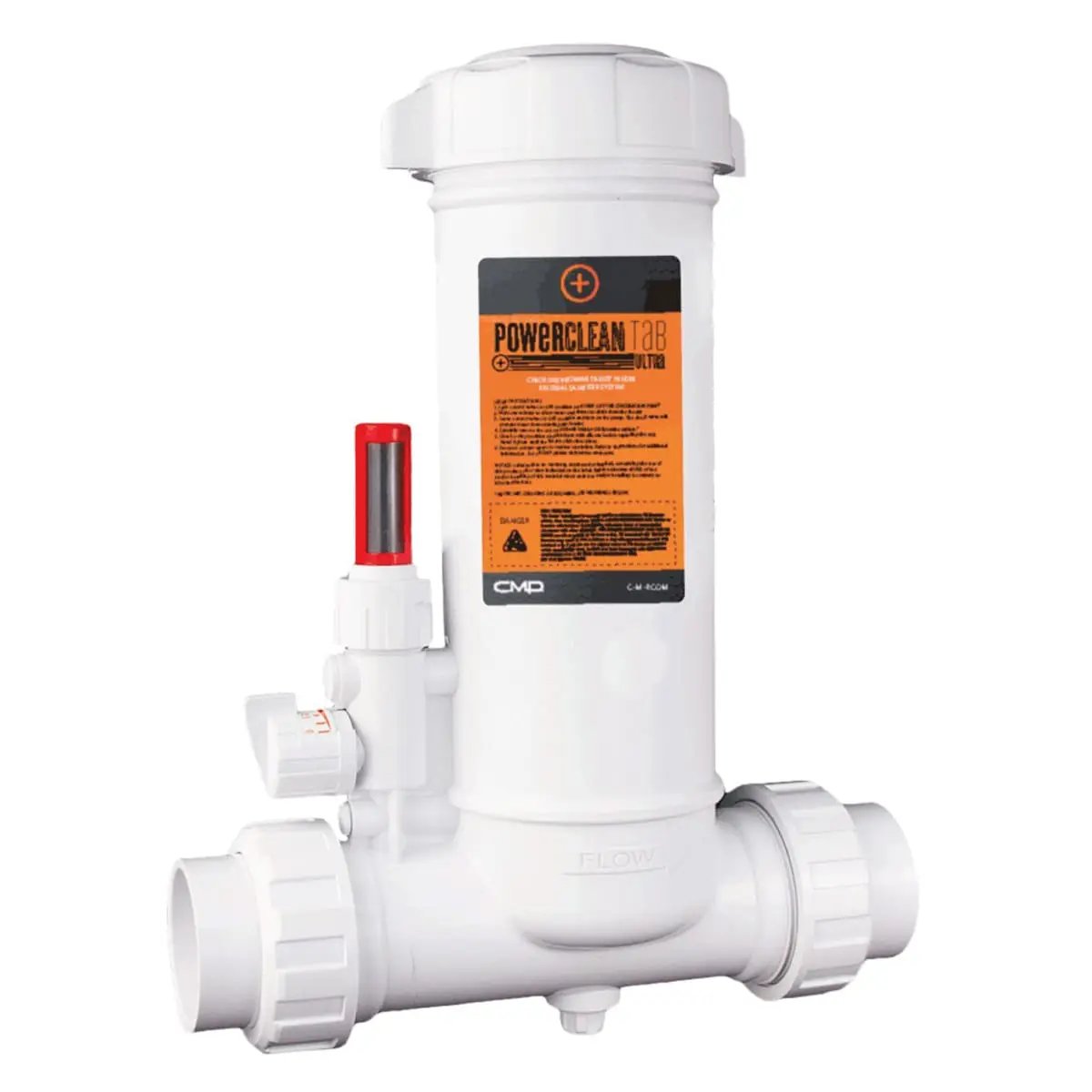 CMP Powerclean Tab Ultra In-Line Chlorinator, Clear Glass Lid, Holds Twelve 3" Tablets or 5lbs of 1" Tablets, 1.5" and 2" Unions for Quick Disconnect, 5,000-50,000 Gallons | 25280-100-000 by CMP