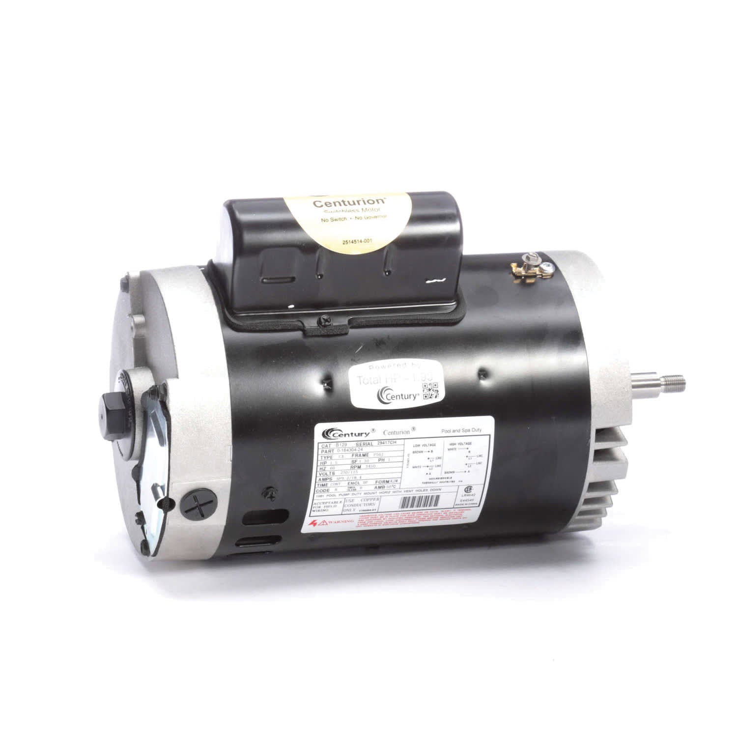 Century Pool Pump Motor 1.5HP 1 Phase 60Hz 230/115V P56J | B129 by Century
