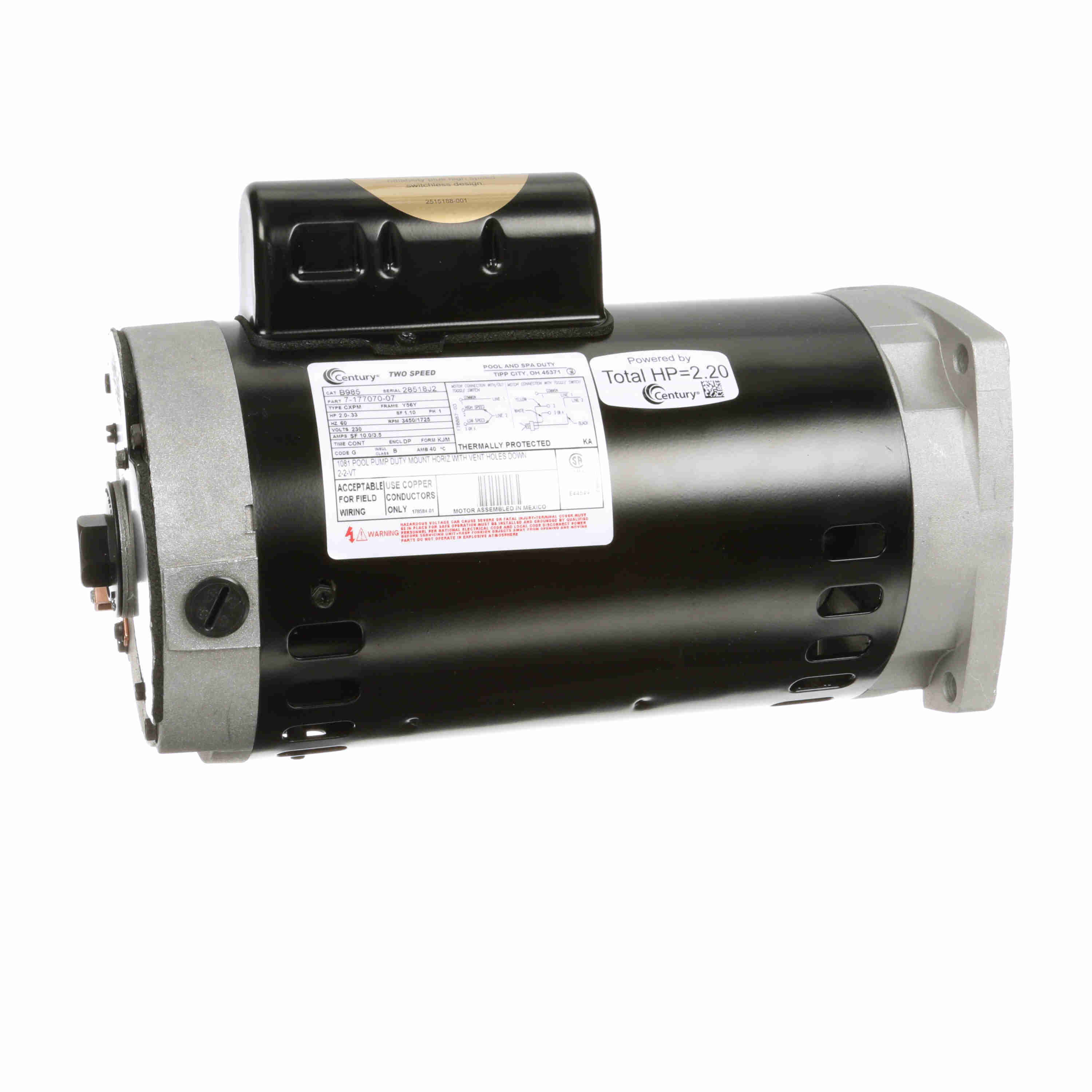 Century Pool Pump Motor 2HP 1 Phase 60Hz 230V Y56Y | B985 by Century