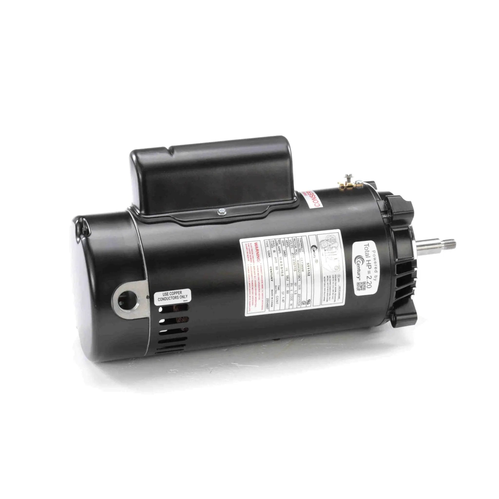 Century Pool Pump Motor Threaded Shaft 1.5HP 1-Speed 115/230V 56J Frame | ST1152 by Century