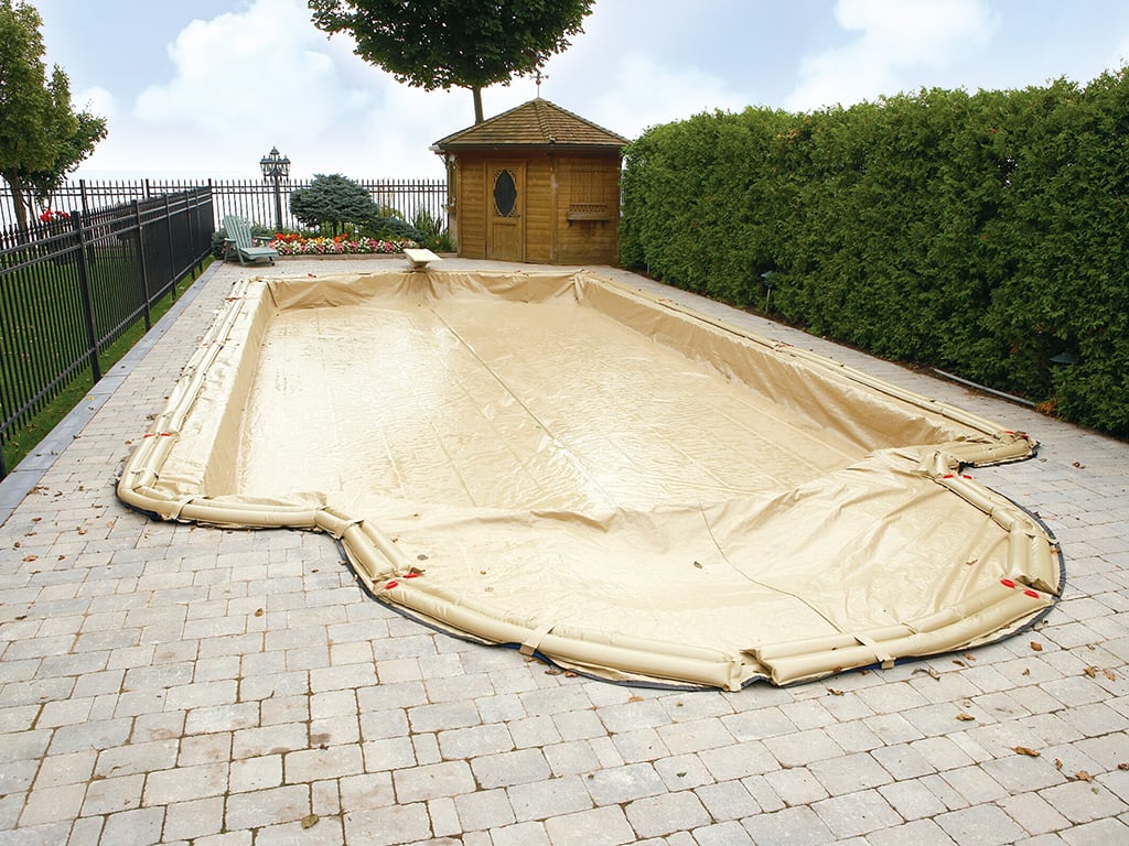 HPI Armor Kote 20' x 44' Rectangle In Ground Winter Pool Cover, 5' Overlap, Tan/Blue | AK20445 by HPI