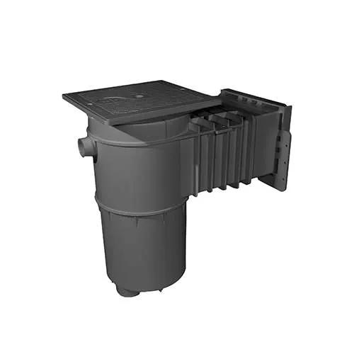 Hayward Vinyl/Fiberglass Auto-Skim Series Skimmer w/Outside Mount, 1-1/2" FPT, Square Cover, Dark Gray, Vinyl/Fiberglass | SP10841OMDGR by Hayward