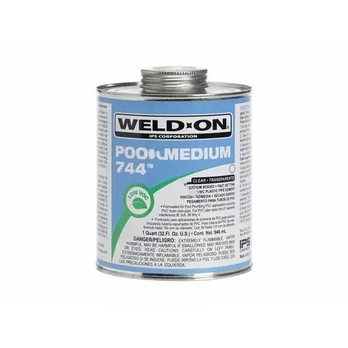 Weld-On 13557 8oz 744 Clear Pool Medium Mb Pvc Cement by Duckies Pool Supply