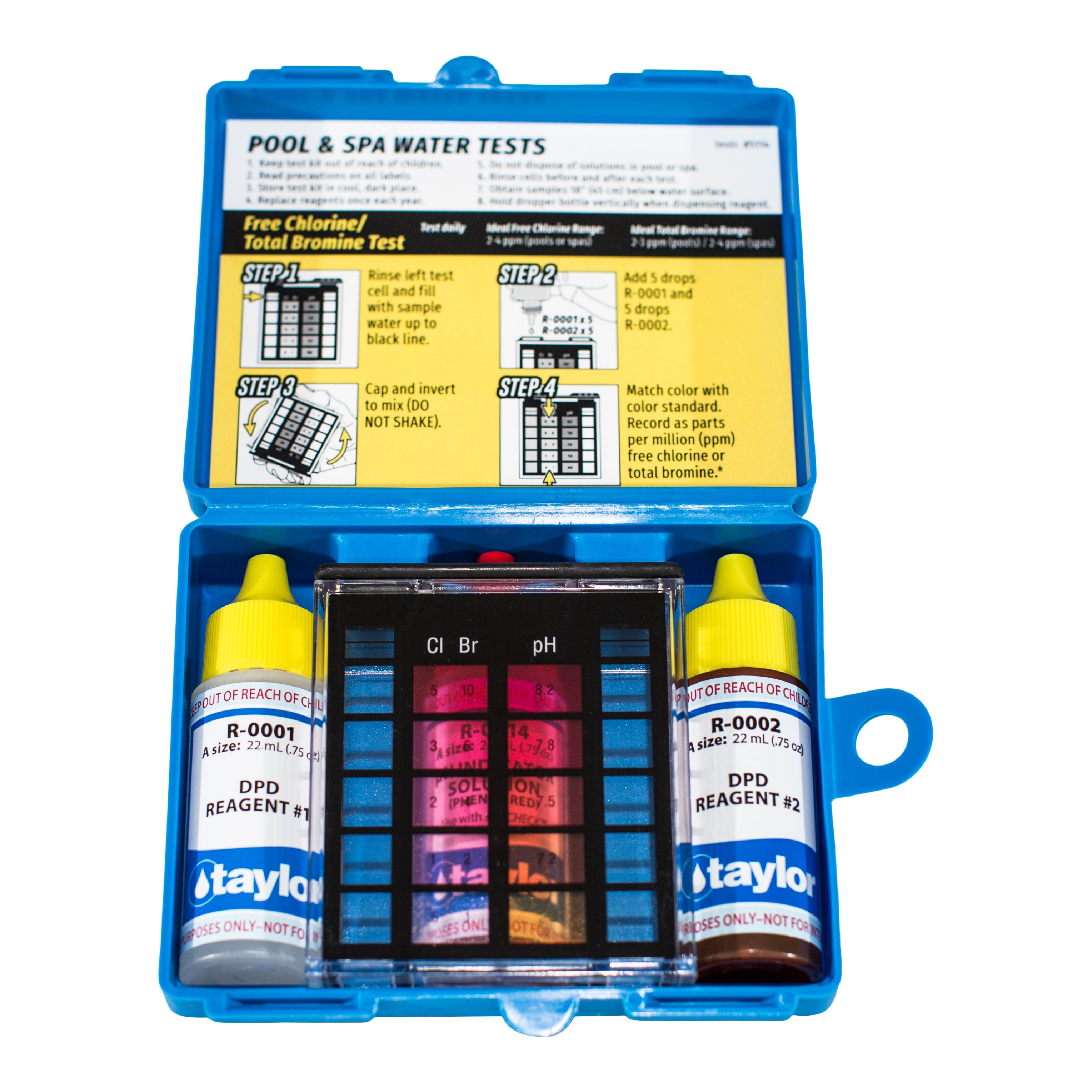 Taylor K1001 3-Way DPD Test Kit for Pool Water Chemistry and pH Levels