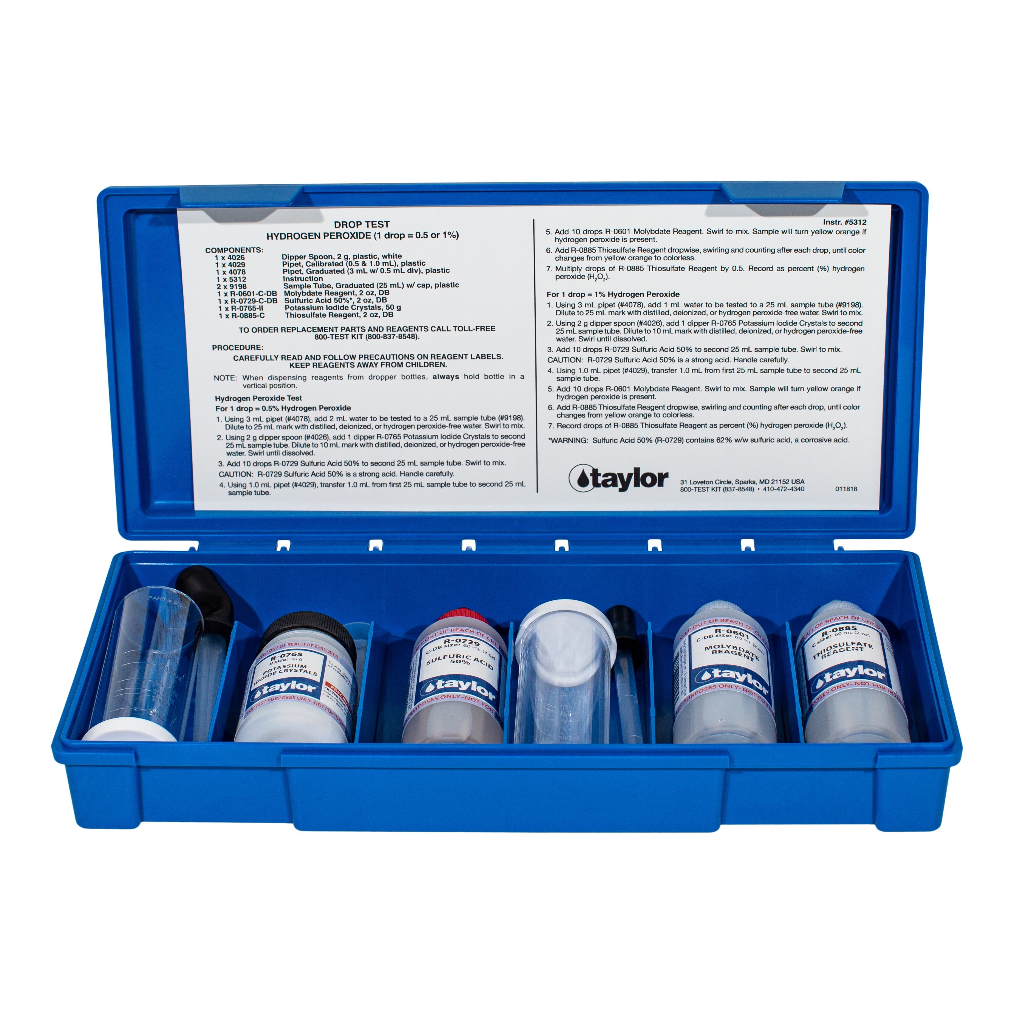 Taylor K-1443 Hydrogen Peroxide Test Kit for Accurate Water Chemistry Measurement