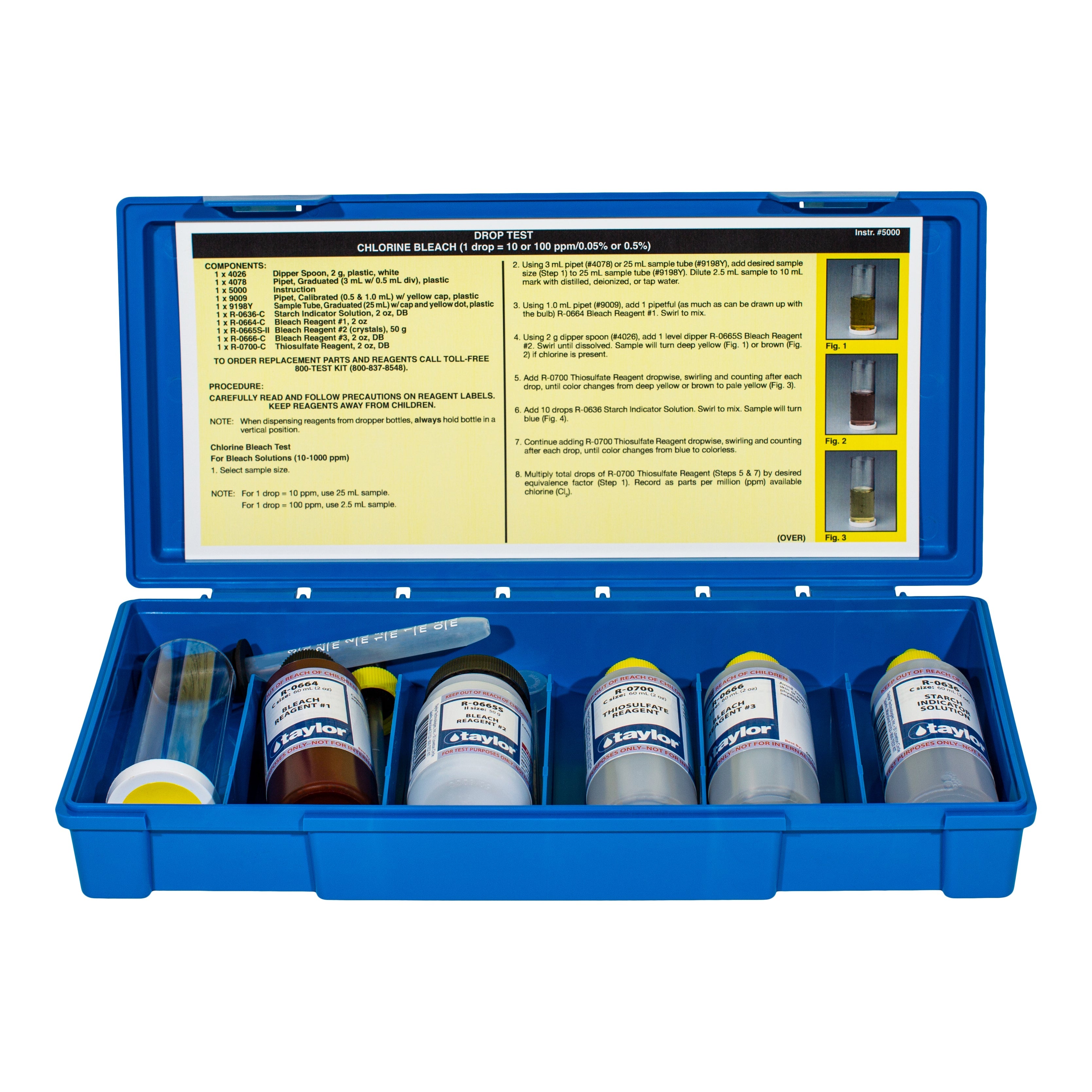 Taylor K-1579 Chlorine Bleach Water Testing Kit for Accurate Pool Chemistry Measurement