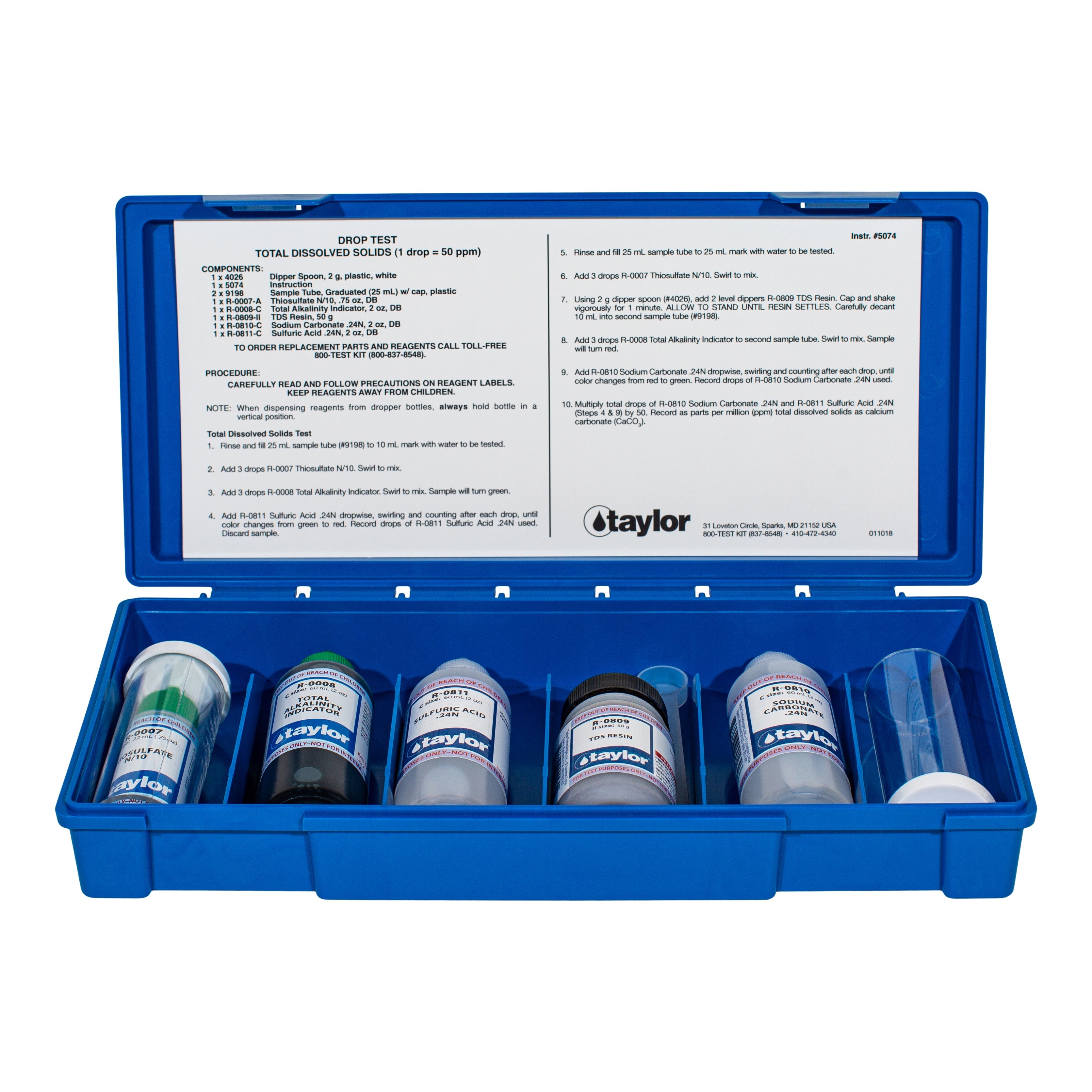 Taylor K-1764 Total Dissolved Solids TDS Test Kit for Accurate Water Chemistry Measurement