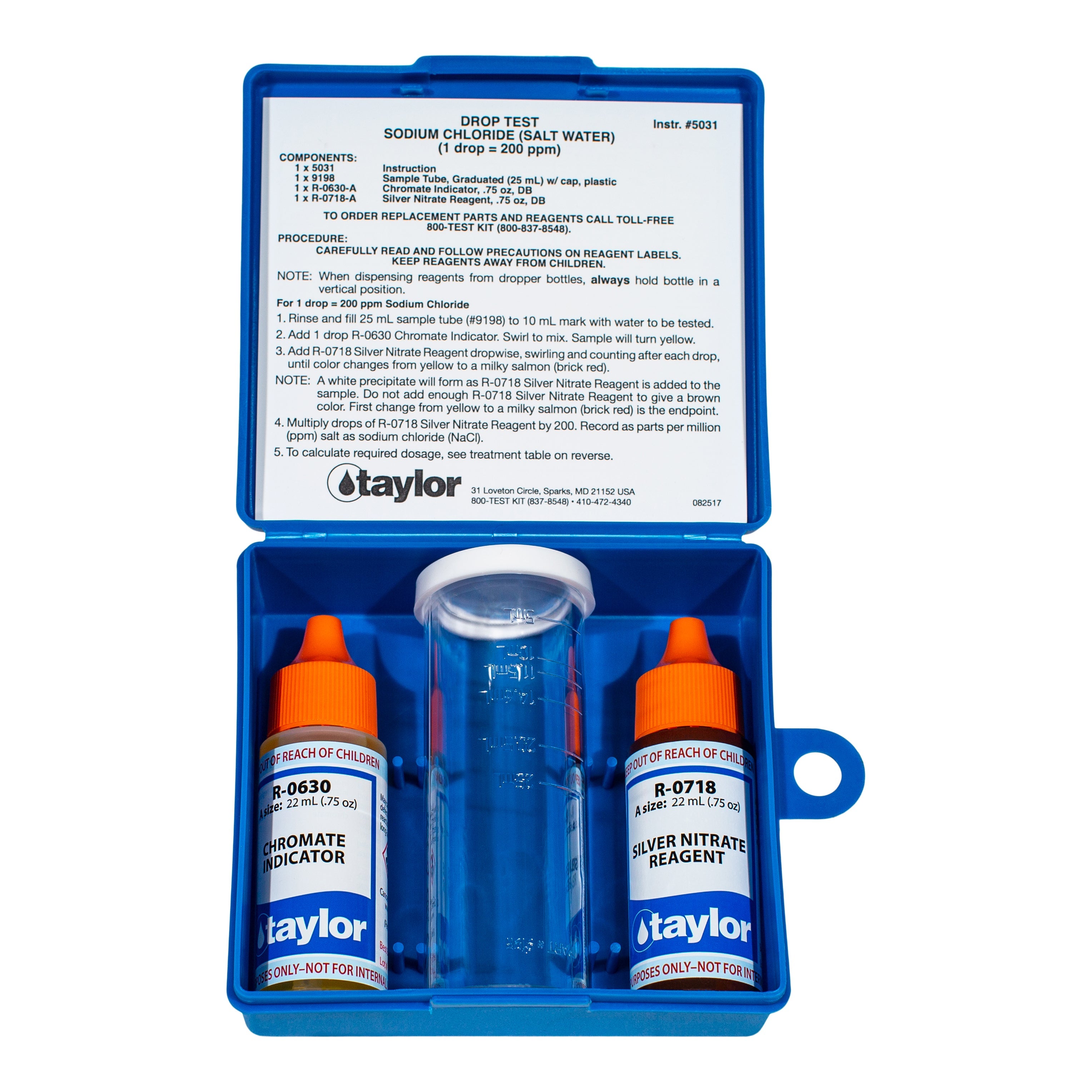 Taylor K-1766 Sodium Chlorine Salt Test Kit for Accurate Water Chemistry Measurement