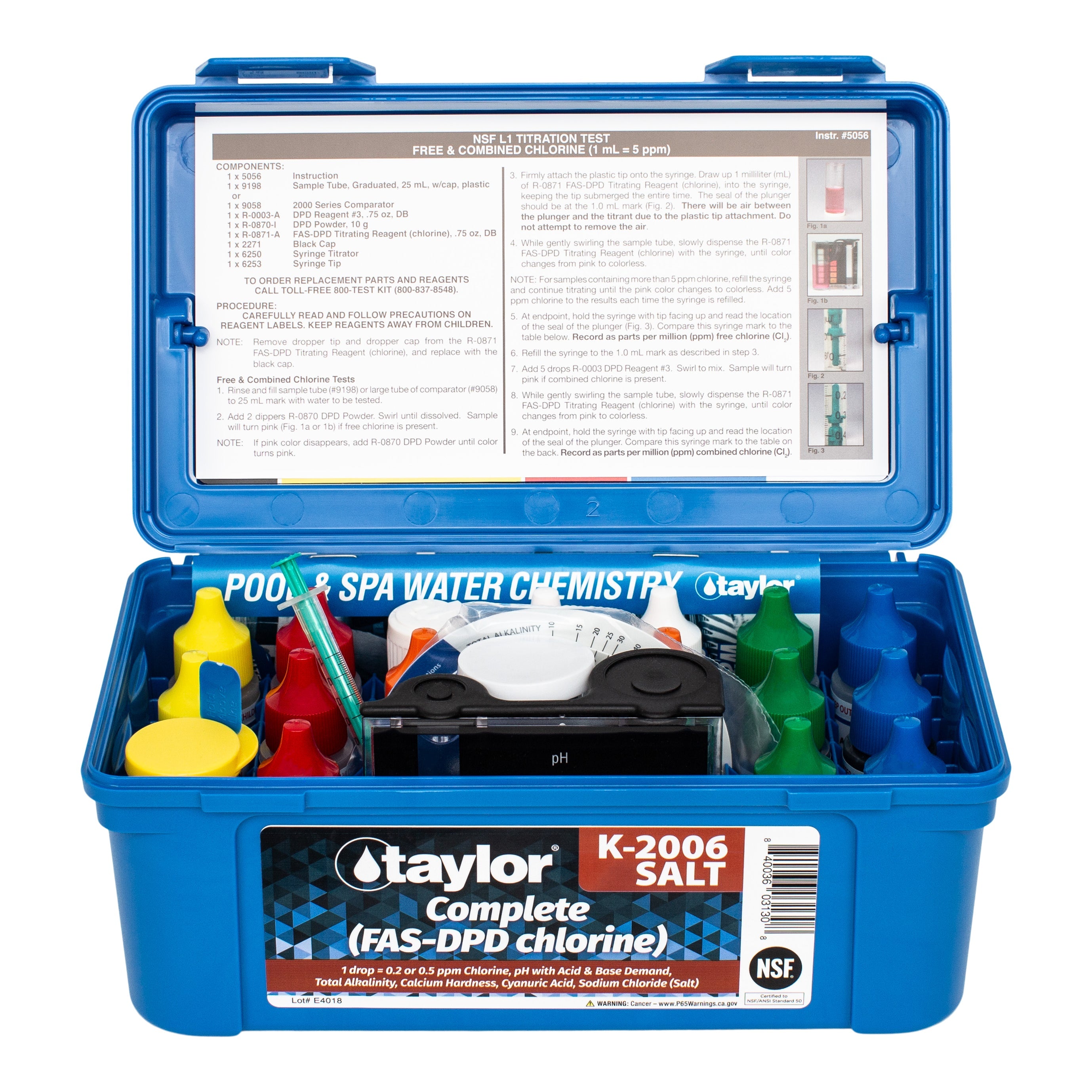 Taylor K-2006-SALT Complete FAS-DPD Chlorine Test Kit for Accurate Water Chemistry Measurement