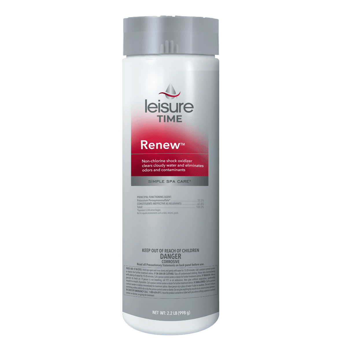 Leisure Time Spa Renew Non-Chlorine Shock, 2.2 lb Bottle | RENU2 by LeisureTime