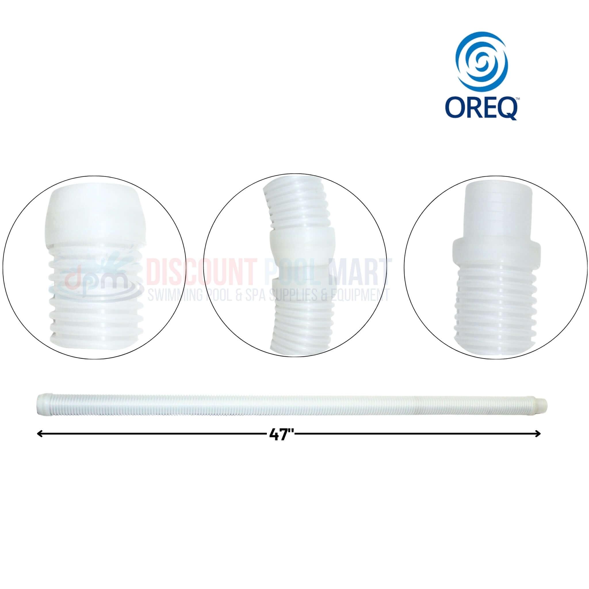 OREQ Sectional Connector Hose For Automatic Pool Cleaner Vacuum | Clear | 4' Ft | APC204C