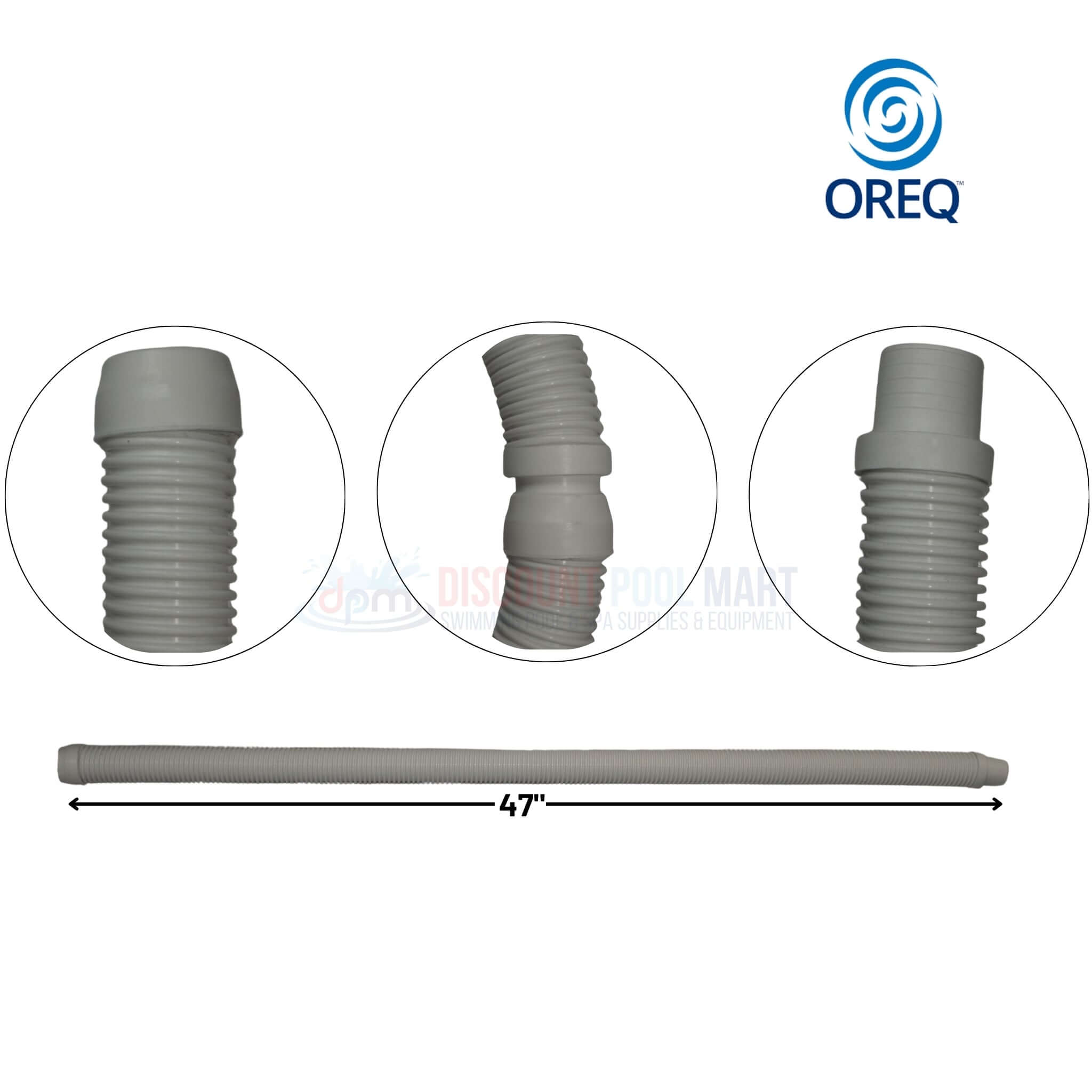 OREQ Sectional Connector Hose For Automatic Pool Cleaner Vacuum | Forest Gray | 4' Ft | APC204F