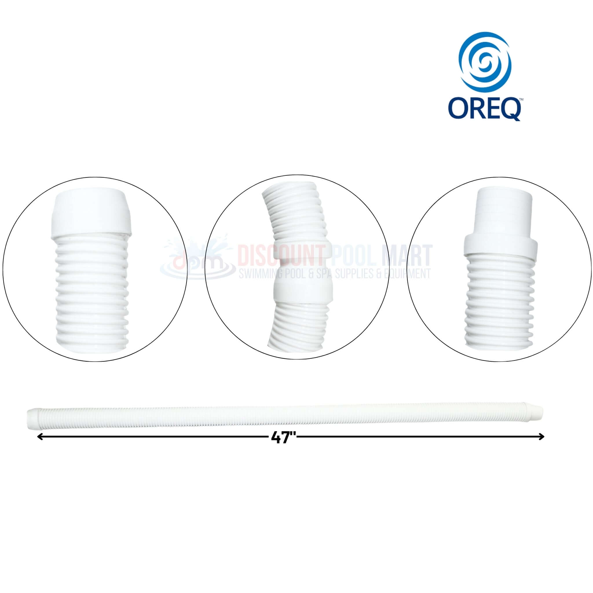 OREQ Sectional Connector Hose For Automatic Pool Cleaner Vacuum | White | 4' Ft | APC204