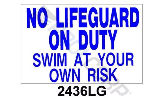 36" x 24" Horizontal NO LIFEGUARD ON DUTY Sign by Duckies Pool Supply