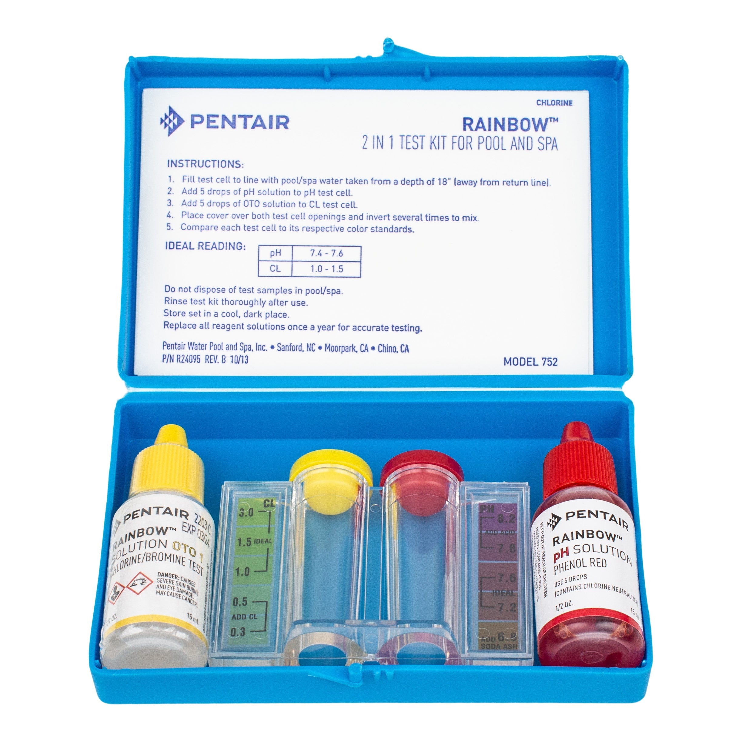 Pentair Chlorine and pH Test Kit for Accurate Pool Water Testing