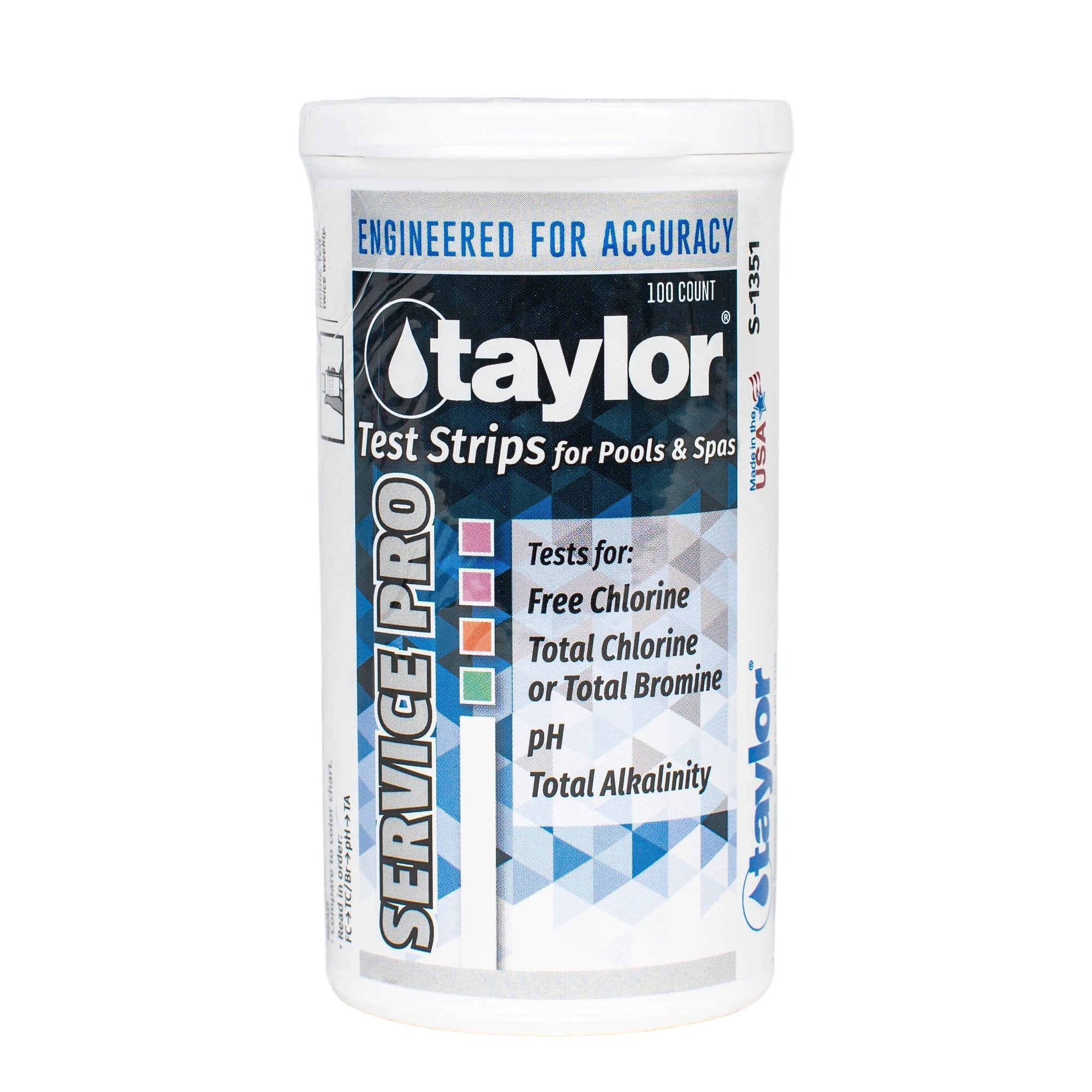 Taylor Service Pro Pool Test Strips for Free Chlorine pH and Alkalinity by Taylor