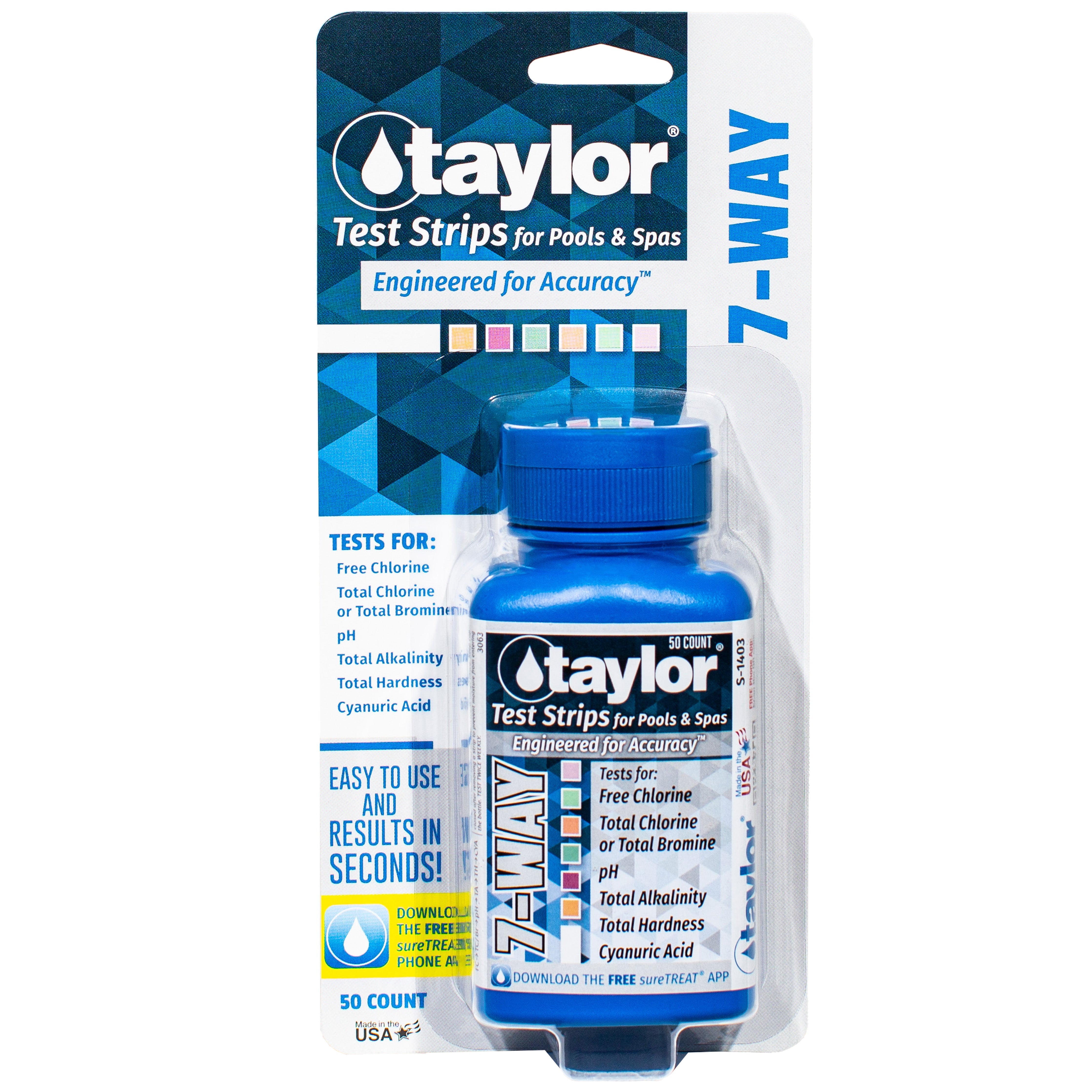 Taylor 7-Way Test Strips for Quick and Accurate Pool and Spa Testing