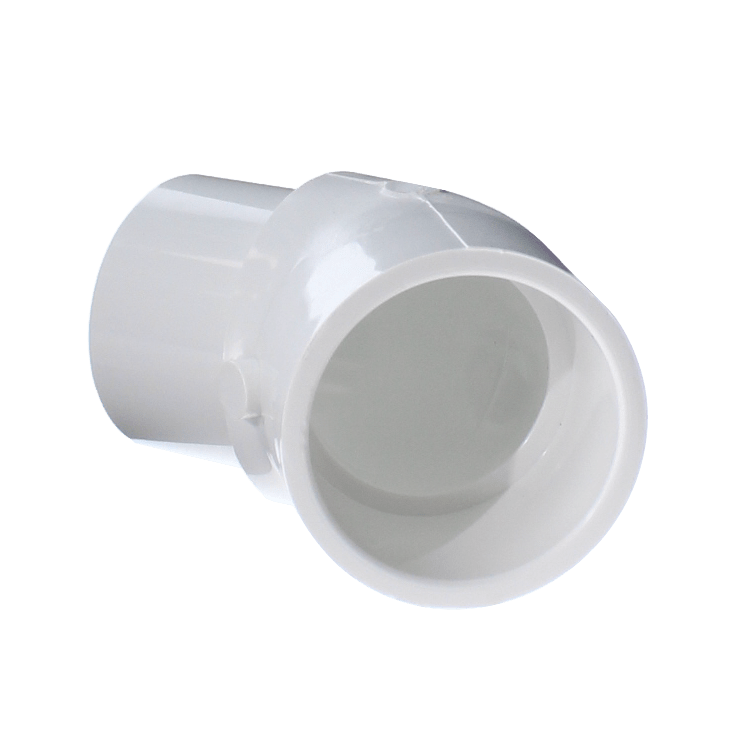 Street Elbow, 1-1/2" Spigot x Socket White PVC Schedule 40 45 Degree Standard by Lasco