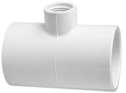 Reducing Tee, 2 x 2 x 1/2" Slip x Slip x FPT White PVC Schedule 40 by Lasco