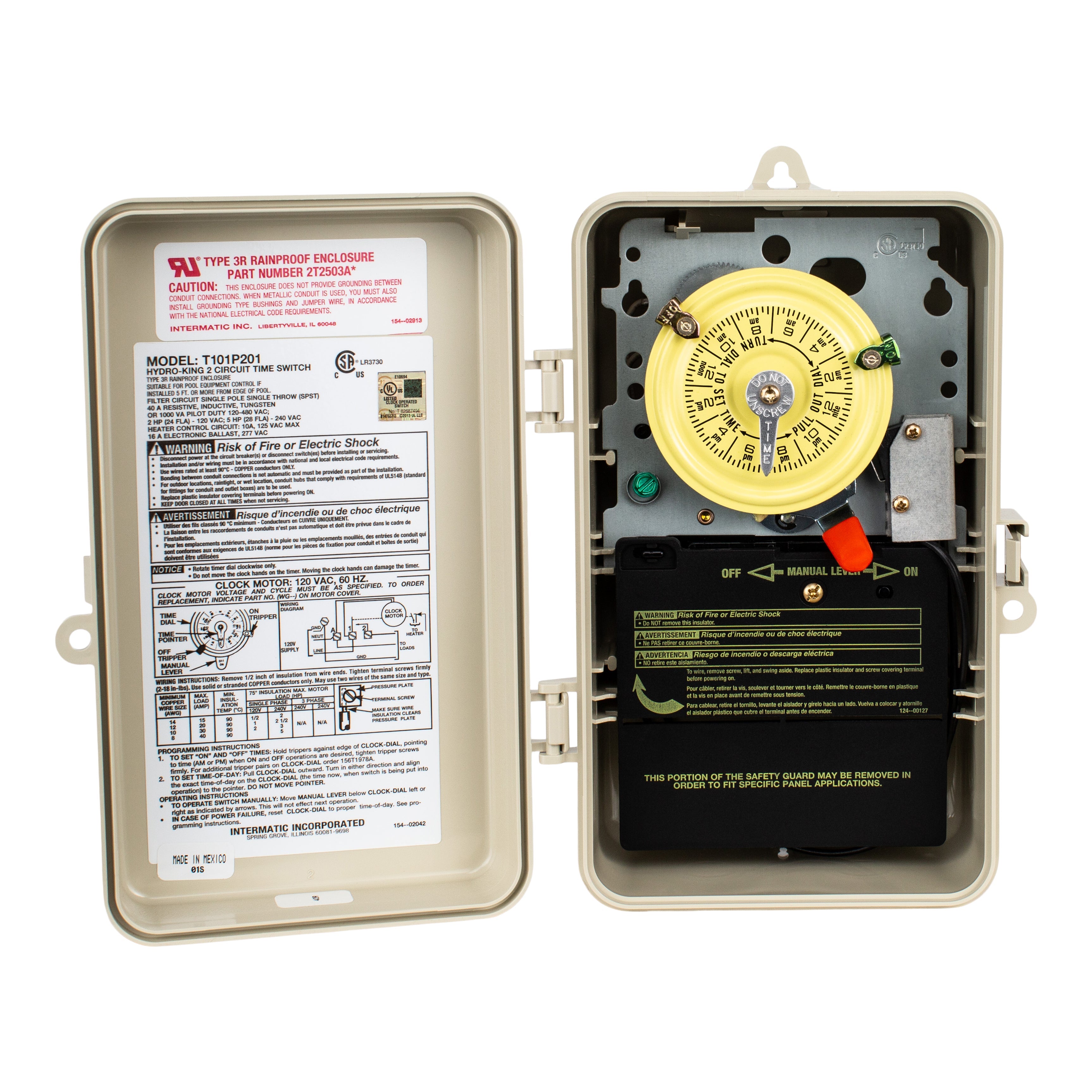 Intermatic T101P201 Mechanical Timer 120V Pool Heater Protection System