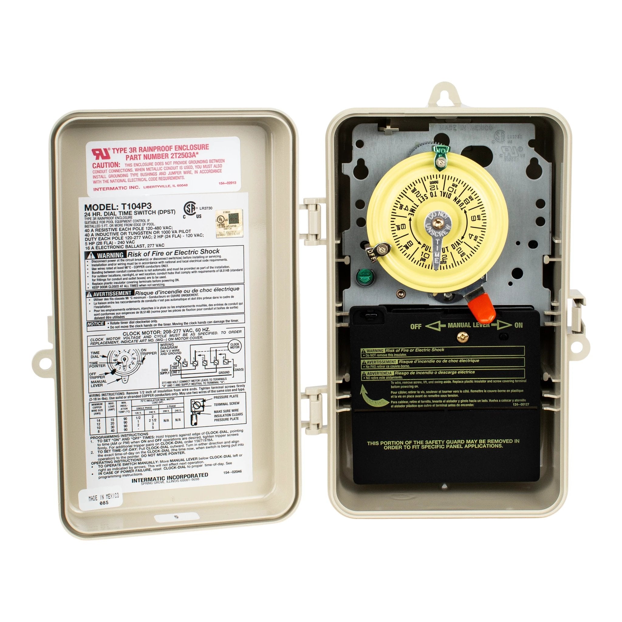Intermatic T104P3 Mechanical Timer 208 to 277V for Pool and Spa Equipment by Intermatic