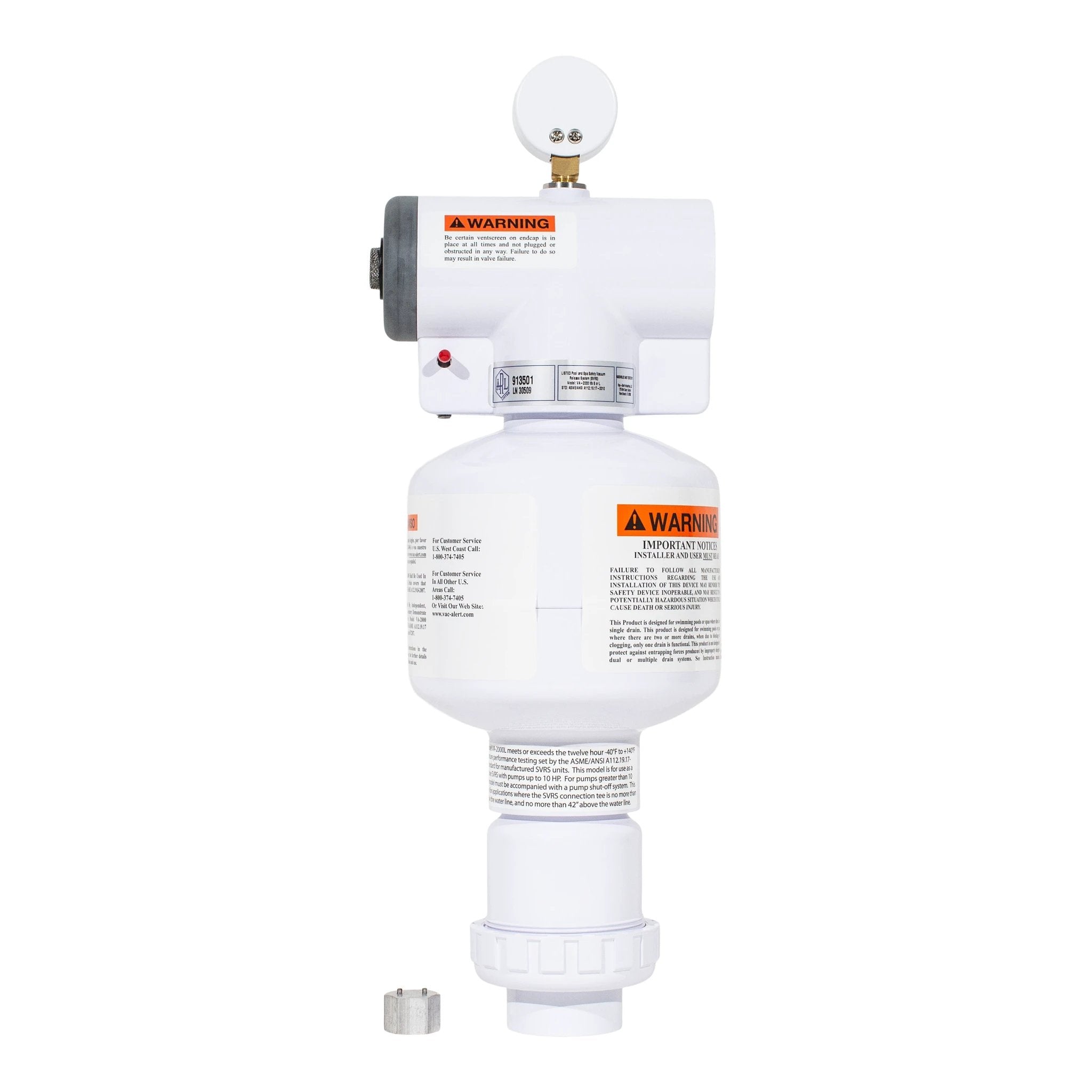 Vac-Alert SVRS Suction Lift Drain Safety System for Pools by Vac-Alert