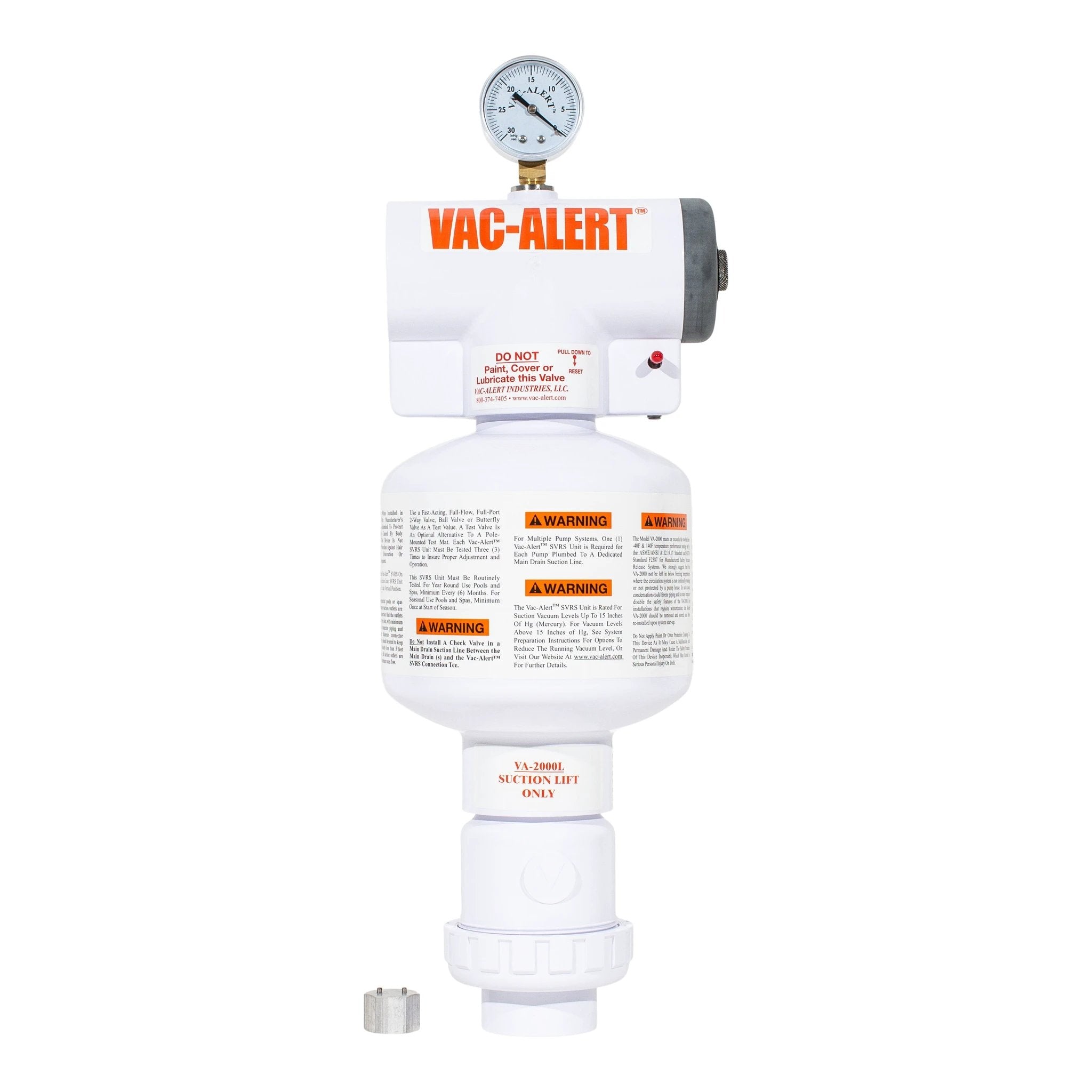 Vac-Alert SVRS Suction Lift Drain Safety System for Pools by Vac-Alert