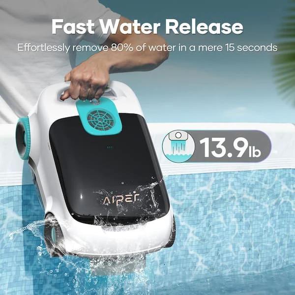 Scuba L1 Cordless Robotic Pool Vacuum - Automatic Pool Vacuum for Above Ground Pools up to 1100 sq.ft, White by Duckies Pool Supply